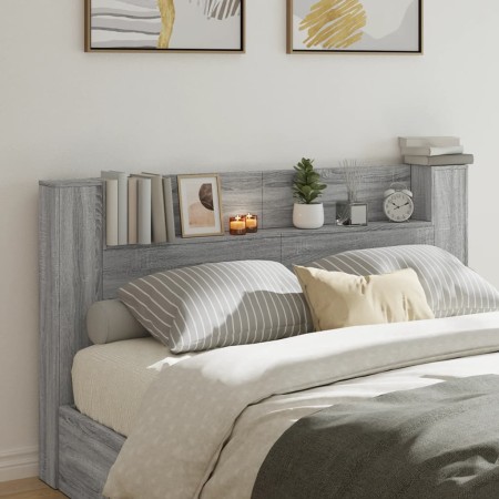 vidaXL LED-Kopfteil mit Ablage Grau-Sonoma 180x16,5x103,5 cm