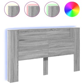 vidaXL LED-Kopfteil mit Ablage Grau-Sonoma 180x16,5x103,5 cm