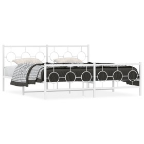 vidaXL Bettgestell mit Kopf- und Fußteil Metall Weiß 180x200 cm