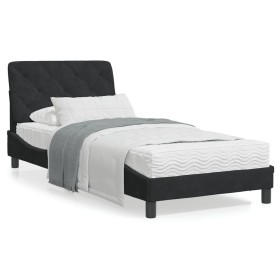 vidaXL Bettgestell mit LED-Leuchten Schwarz 90x190 cm Samt