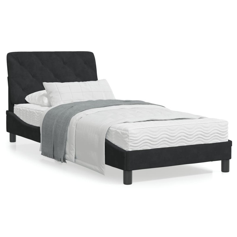 vidaXL Bettgestell mit LED-Leuchten Schwarz 90x190 cm Samt vidaXL Bettgestell mit LED-Leuchten Schwarz 90x190 cm Samt