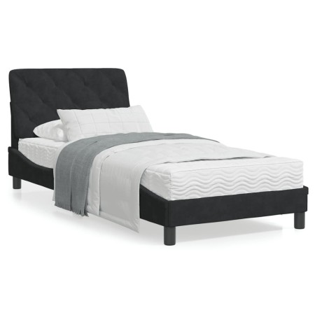 vidaXL Bettgestell mit LED-Leuchten Schwarz 90x190 cm Samt