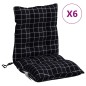 vidaXL Niedriglehner-Auflagen 6 Stk. Schwarz Karomuster Oxford-Gewebe vidaXL Niedriglehner-Auflagen 6 Stk. Schwarz Karomuster Oxford-Gewebe