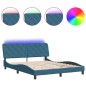 vidaXL Bettgestell mit LED-Leuchten Blau 160x200 cm Samt vidaXL Bettgestell mit LED-Leuchten Blau 160x200 cm Samt