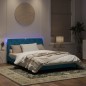 vidaXL Bettgestell mit LED-Leuchten Blau 160x200 cm Samt vidaXL Bettgestell mit LED-Leuchten Blau 160x200 cm Samt
