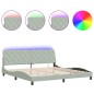vidaXL Bettgestell mit LED-Leuchten Hellgrau 200x200 cm Samt vidaXL Bettgestell mit LED-Leuchten Hellgrau 200x200 cm Samt