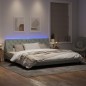 vidaXL Bettgestell mit LED-Leuchten Hellgrau 200x200 cm Samt vidaXL Bettgestell mit LED-Leuchten Hellgrau 200x200 cm Samt