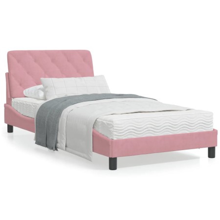 vidaXL Bettgestell mit Kopfteil Rosa 100x200 cm Samt