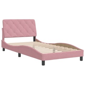 vidaXL Bettgestell mit Kopfteil Rosa 100x200 cm Samt