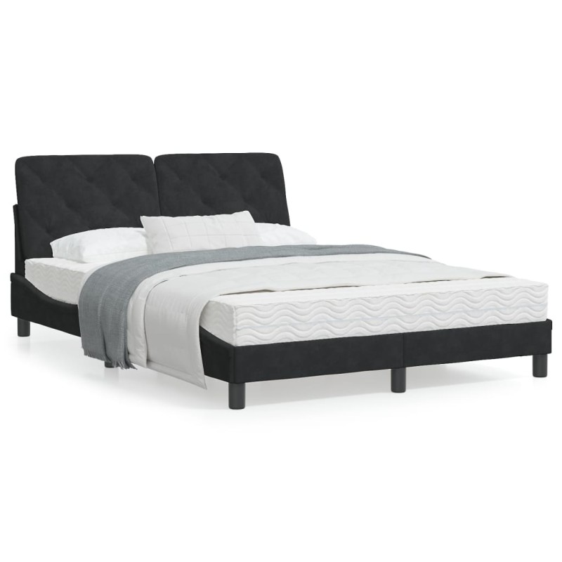vidaXL Bettgestell mit Kopfteil Schwarz 140x190 cm Samt vidaXL Bettgestell mit Kopfteil Schwarz 140x190 cm Samt