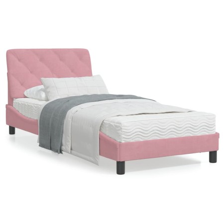 vidaXL Bettgestell mit Kopfteil Rosa 90x200 cm Samt