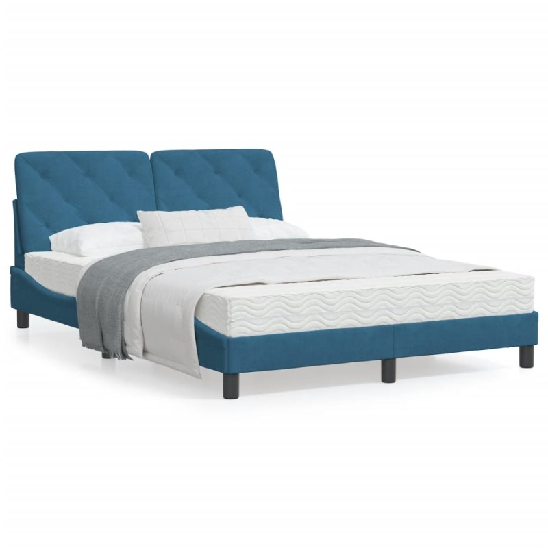 vidaXL Bettgestell mit Kopfteil Blau 140x200 cm Samt vidaXL Bettgestell mit Kopfteil Blau 140x200 cm Samt