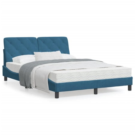 vidaXL Bettgestell mit Kopfteil Blau 140x200 cm Samt