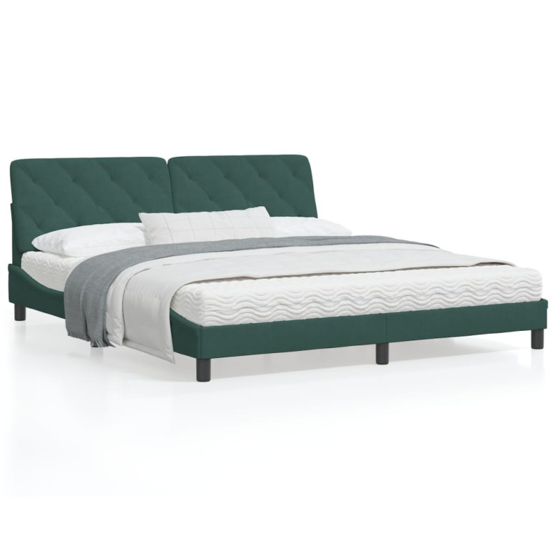 vidaXL Bettgestell mit Kopfteil Dunkelgrün 180x200 cm Samt vidaXL Bettgestell mit Kopfteil Dunkelgrün 180x200 cm Samt