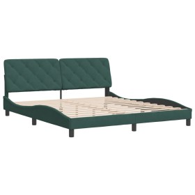 vidaXL Bettgestell mit Kopfteil Dunkelgrün 180x200 cm Samt