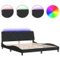 vidaXL Bettgestell mit LED Schwarz 180x200 cm Samt