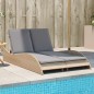 vidaXL Sonnenliege mit Auflagen Beige 114x205x73 cm Poly Rattan vidaXL Sonnenliege mit Auflagen Beige 114x205x73 cm Poly Rattan