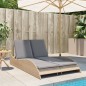 vidaXL Sonnenliege mit Auflagen Beige 114x205x73 cm Poly Rattan vidaXL Sonnenliege mit Auflagen Beige 114x205x73 cm Poly Rattan