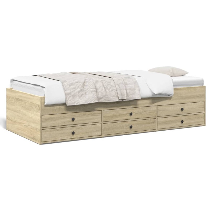 vidaXL Tagesbett mit Schubladen Sonoma-Eiche 90x200 cm Holzwerkstoff vidaXL Tagesbett mit Schubladen Sonoma-Eiche 90x200 cm Holzwerkstoff