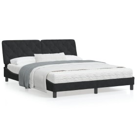 vidaXL Bettgestell mit Kopfteil Schwarz 160x200 cm Samt