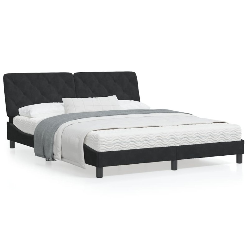 vidaXL Bettgestell mit Kopfteil Schwarz 160x200 cm Samt
