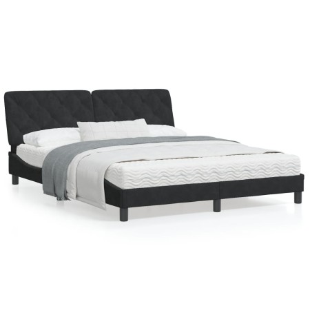 vidaXL Bettgestell mit Kopfteil Schwarz 160x200 cm Samt