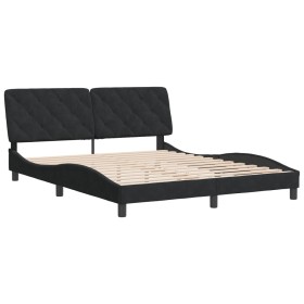 vidaXL Bettgestell mit Kopfteil Schwarz 160x200 cm Samt