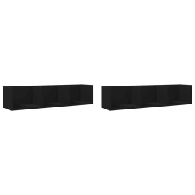 vidaXL Wandschränke 2 Stk. Schwarz 75x18x16,5 cm Holzwerkstoff