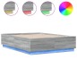 vidaXL Bettgestell mit LED Grau Sonoma 135x190 cm Holzwerkstoff vidaXL Bettgestell mit LED Grau Sonoma 135x190 cm Holzwerkstoff