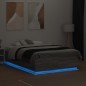 vidaXL Bettgestell mit LED Grau Sonoma 135x190 cm Holzwerkstoff vidaXL Bettgestell mit LED Grau Sonoma 135x190 cm Holzwerkstoff