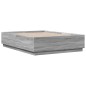vidaXL Bettgestell mit LED Grau Sonoma 135x190 cm Holzwerkstoff vidaXL Bettgestell mit LED Grau Sonoma 135x190 cm Holzwerkstoff