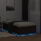 vidaXL Bettgestell mit LED Braun Eichen-Optik 90x190 cm Holzwerkstoff vidaXL Bettgestell mit LED Braun Eichen-Optik 90x190 cm Holzwerkstoff