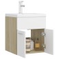 Waschbeckenunterschrank mit Einbaubecken Weiß und Sonoma-Eiche Waschbeckenunterschrank mit Einbaubecken Weiß und Sonoma-Eiche