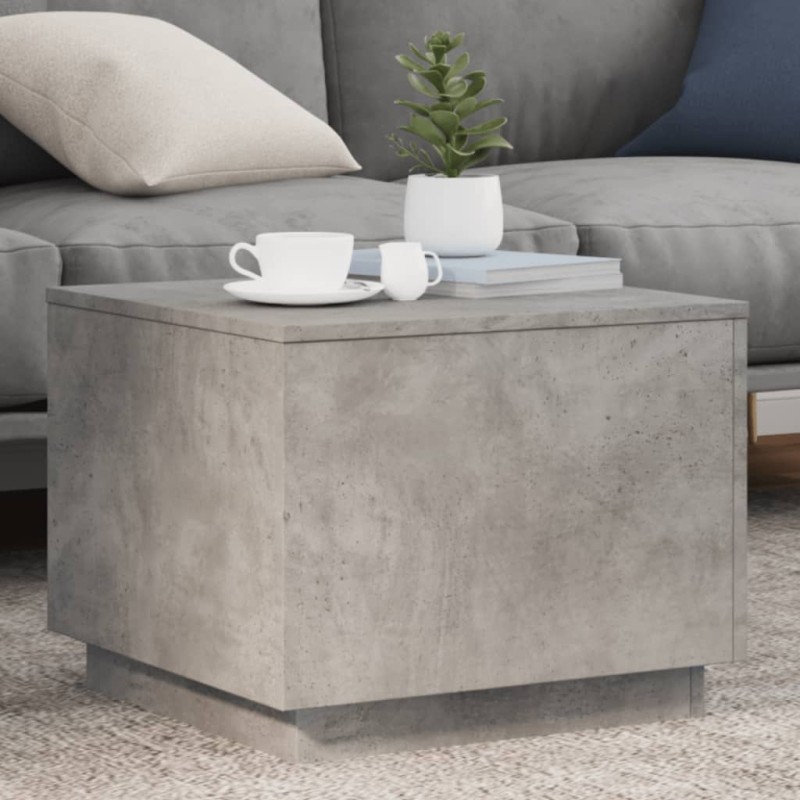 vidaXL Couchtisch mit LED-Leuchten Betongrau 50x50x40 cm vidaXL Couchtisch mit LED-Leuchten Betongrau 50x50x40 cm