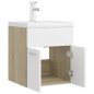 Waschbeckenunterschrank mit Einbaubecken Weiß und Sonoma-Eiche Waschbeckenunterschrank mit Einbaubecken Weiß und Sonoma-Eiche