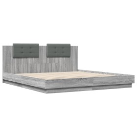 vidaXL Bettgestell mit Kopfteil Grau Sonoma 180x200 cm Holzwerkstoff