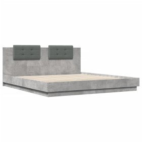 vidaXL Bettgestell mit Kopfteil Betongrau 180x200 cm Holzwerkstoff