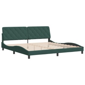 vidaXL Bettgestell mit Kopfteil Dunkelgrün 200x200 cm Samt