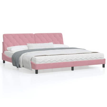 vidaXL Bettgestell mit Kopfteil Rosa 200x200 cm Samt