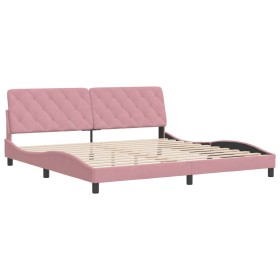 vidaXL Bettgestell mit Kopfteil Rosa 200x200 cm Samt