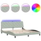 vidaXL Bettgestell mit LED-Leuchten Hellgrau 180x200 cm Samt vidaXL Bettgestell mit LED-Leuchten Hellgrau 180x200 cm Samt