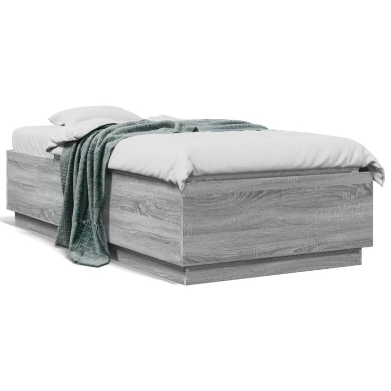 vidaXL Bettgestell Grau Sonoma 90x190 cm Holzwerkstoff vidaXL Bettgestell Grau Sonoma 90x190 cm Holzwerkstoff