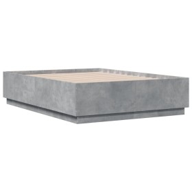 vidaXL Bettgestell Betongrau 135x190 cm Holzwerkstoff