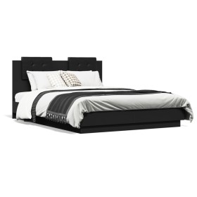 vidaXL Bettgestell mit Kopfteil Schwarz 140x190 cm Holzwerkstoff