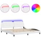vidaXL Bettgestell mit LED Weiß 200x200 cm Kunstleder vidaXL Bettgestell mit LED Weiß 200x200 cm Kunstleder
