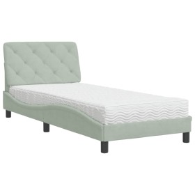 vidaXL Bett mit Matratze Hellgrau 80x200 cm Samt