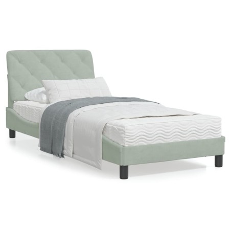 vidaXL Bett mit Matratze Hellgrau 90x200 cm Samt