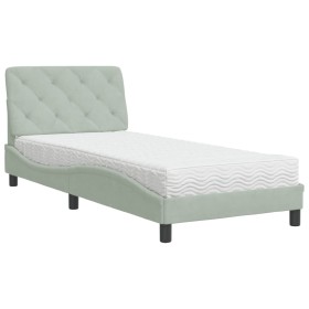 vidaXL Bett mit Matratze Hellgrau 90x200 cm Samt