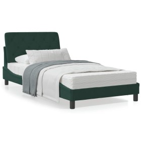 vidaXL Bett mit Matratze Dunkelgrün 100x200 cm Samt