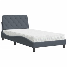 vidaXL Bett mit Matratze Dunkelgrau 100x200 cm Samt